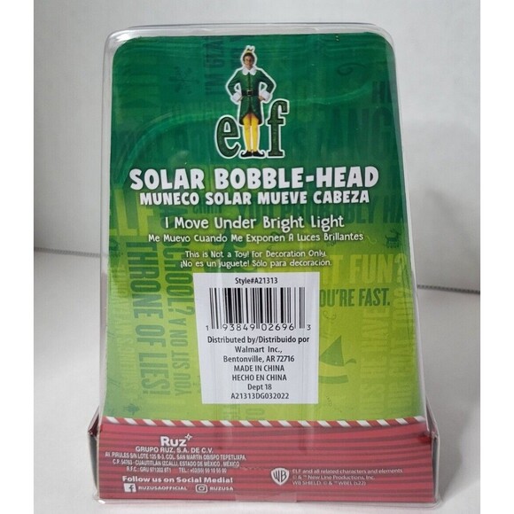 Buddy the Elf Solar Powered Bobble-Head ELF Movie NEW - Picture 3 of 3
